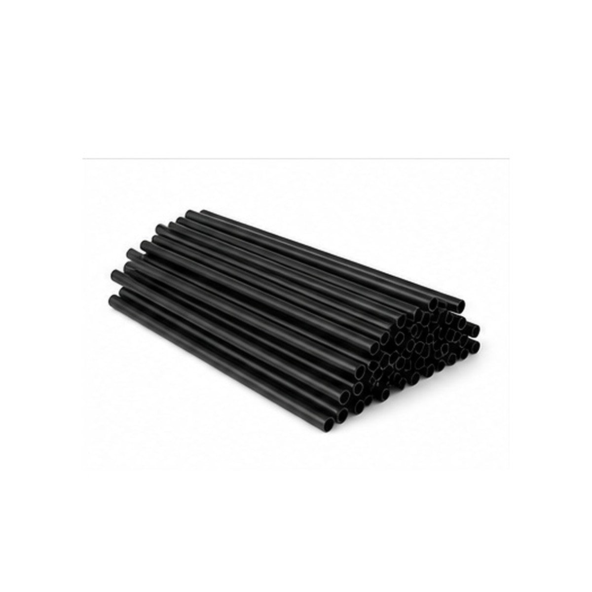 Black drinking straws on a white background